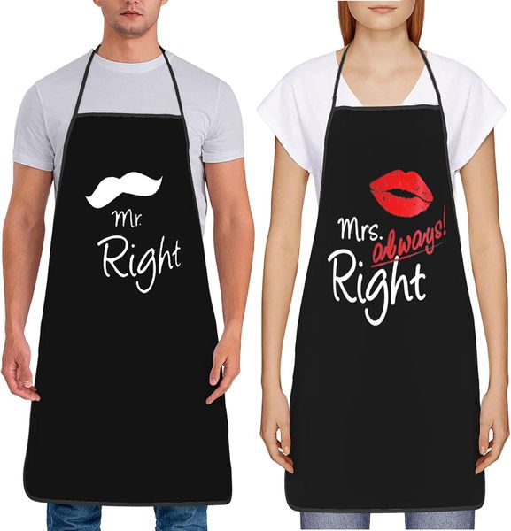 2 Pieces Aprons for Couple Funny Cooking Kitchen Aprons Waterdrop Resistant