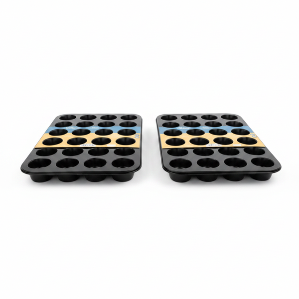 Hillhouse Non-Stick Mini Cupcake Pan, 24 Cup Muffin Tray - 2 Pack