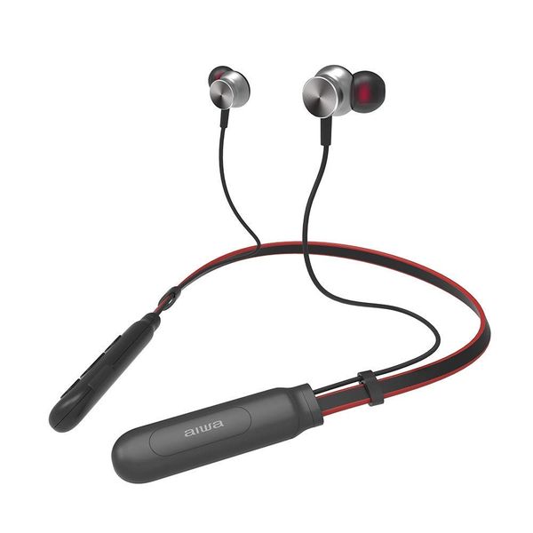 Aiwa Wireless Bluetooth In Ear Neckband Earphone with Mic - Black AW35