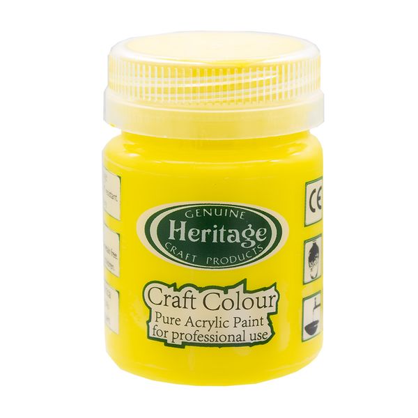 Heritage Pure Acrylic Paint - Craft Colour Range - 50ml - True Yellow