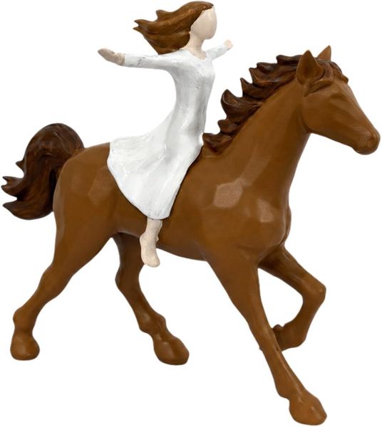 Yunmeryker Horse Figurine Statue, Equestrian Figure, Girl on Horse,