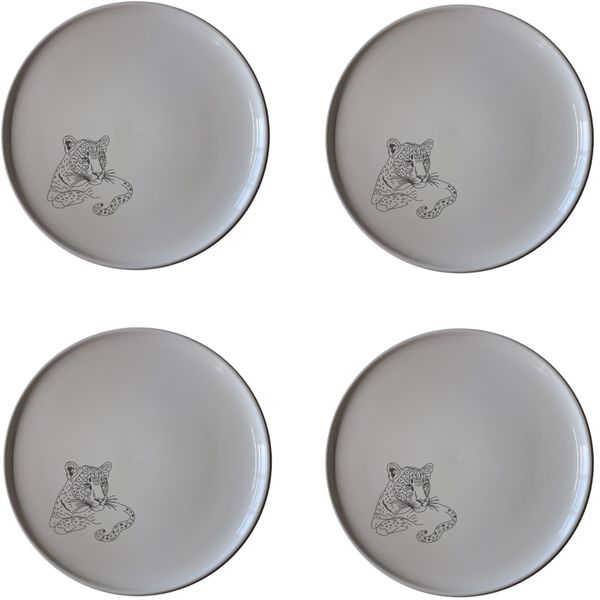 African Big Five White Porcelain Dinner Plate set of 4 - Elephant