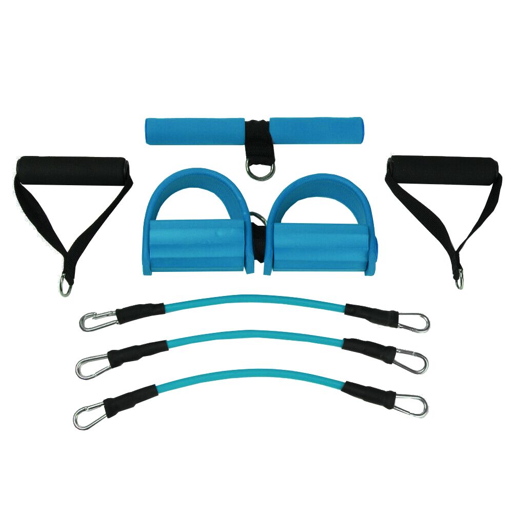Multifunction 3-Tube Foot Pedal Elastic Pull Rope Band Kit - Blue