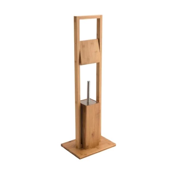 Toilet Brush and Paper Holder - Brown/Silver