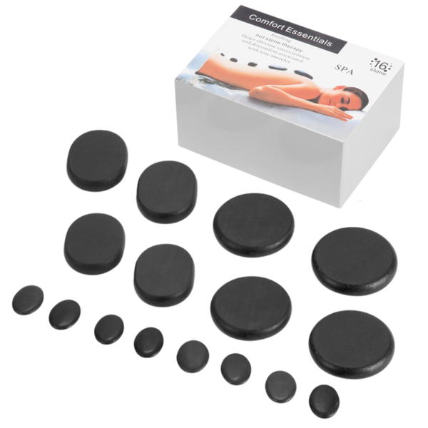 16Pcs Natural Stone Massage Kit for Muscle Relief &amp; Stress Release Heatable