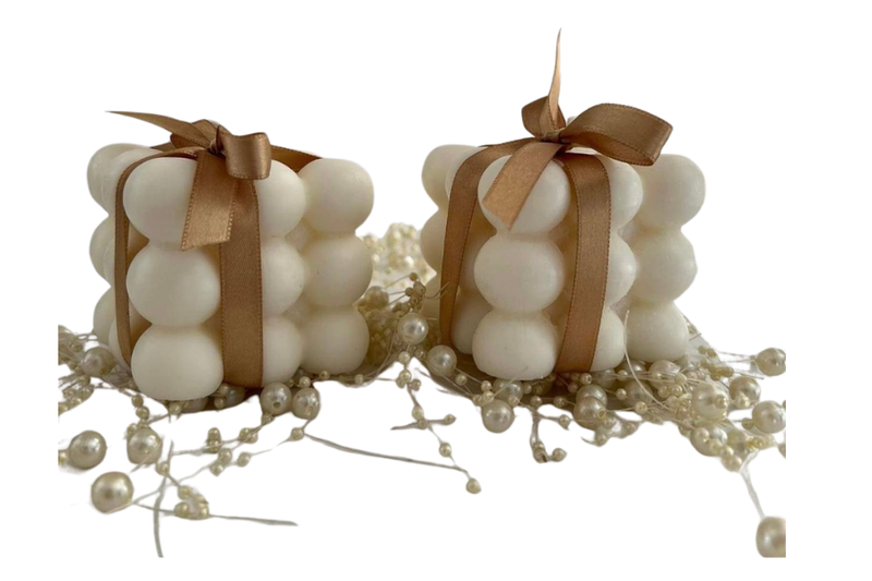 Luxury White Bubble Candle - Sandalwood Serenity 2 x Bubbles