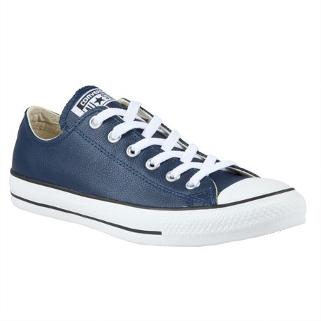 Navy shops leather converse