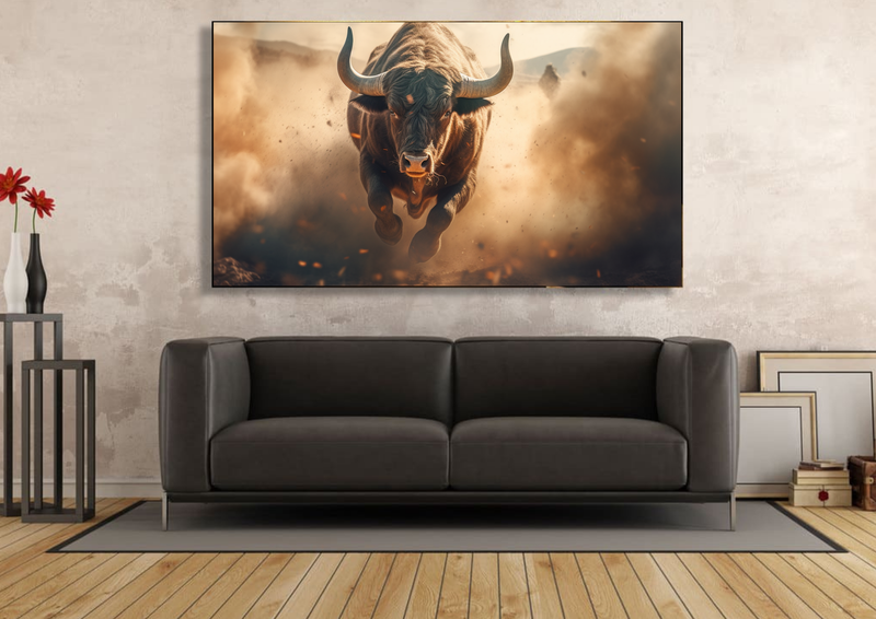Canvas Wall Art - Bull in the Wild Abstract - IM0239