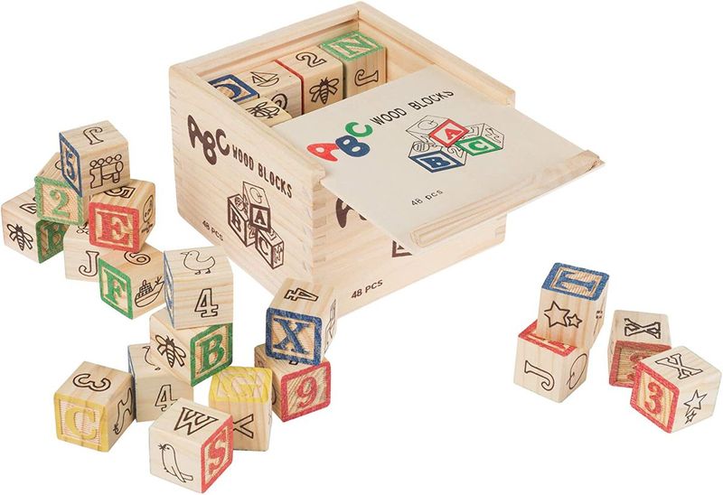 48 Pieces Wooden Educational ABC Blocks