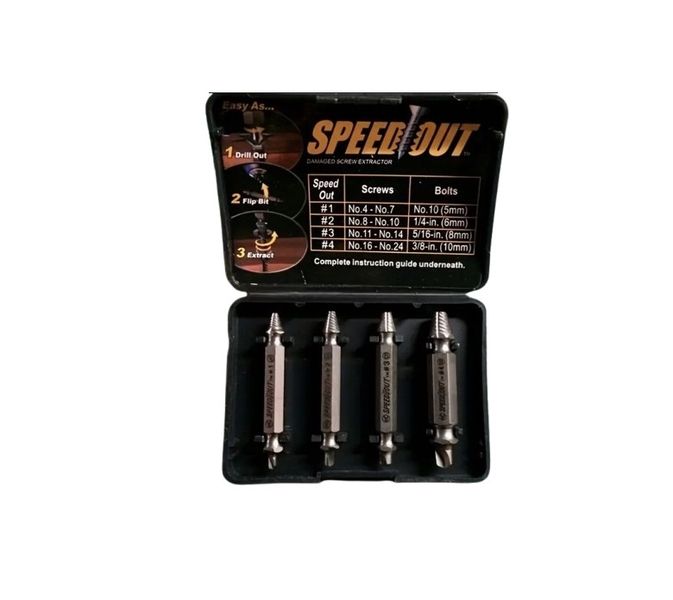 4 Piece Screw Extractor Set for Broken Stripped Screws