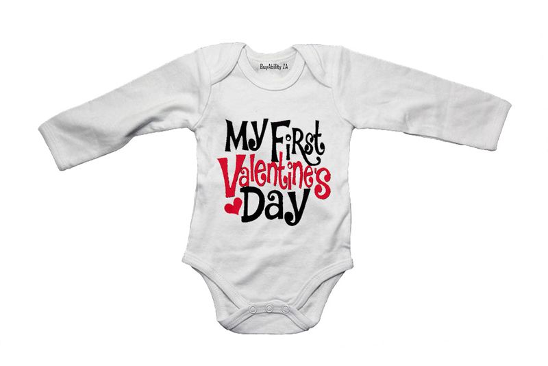 My First Valentine's Day - Bold Font - Long Sleeve - Baby Grow