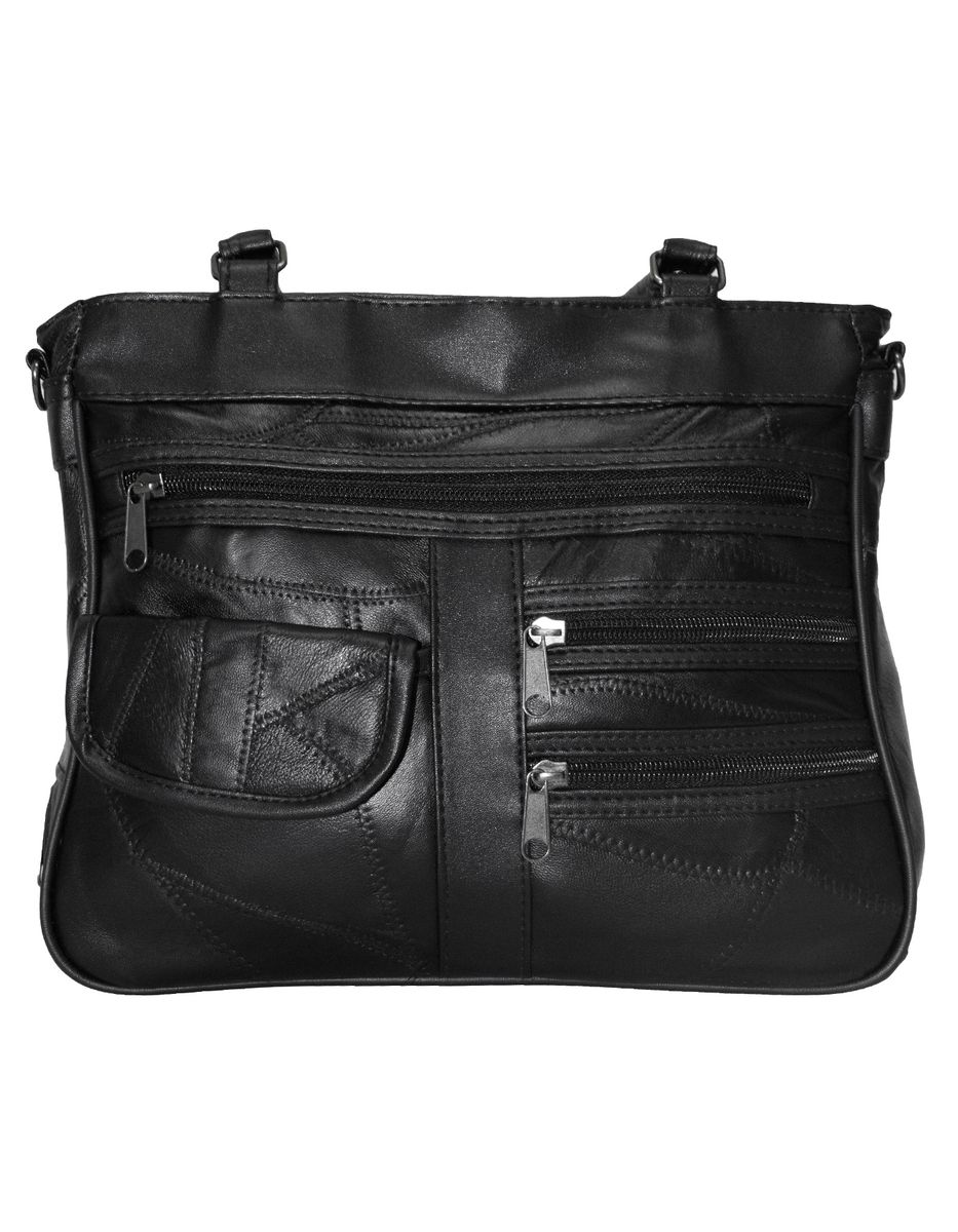 Fino GW-16040 Multi-Compartment Genuine Patch Leather Hand & Shoulder ...