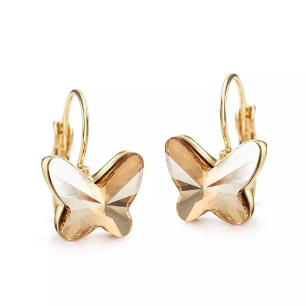 Swarovski Crystal Butterfly Earrings in Gold by Zana Jewels