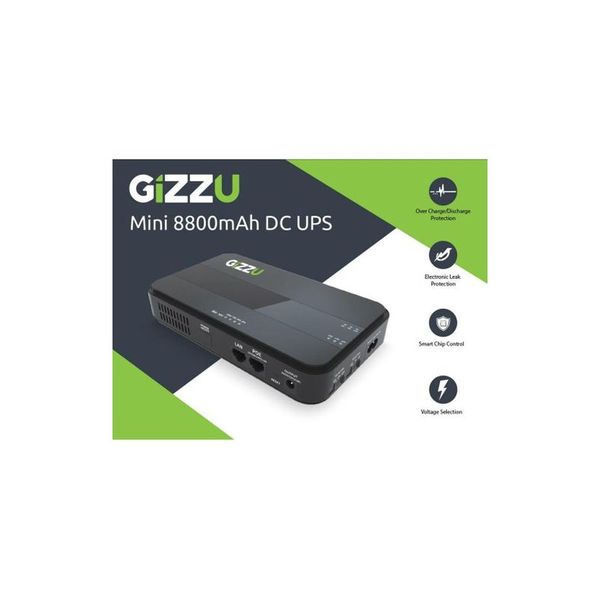 Gizzu 8800mAh Mini DC PoE UPS - Black - Refurbished