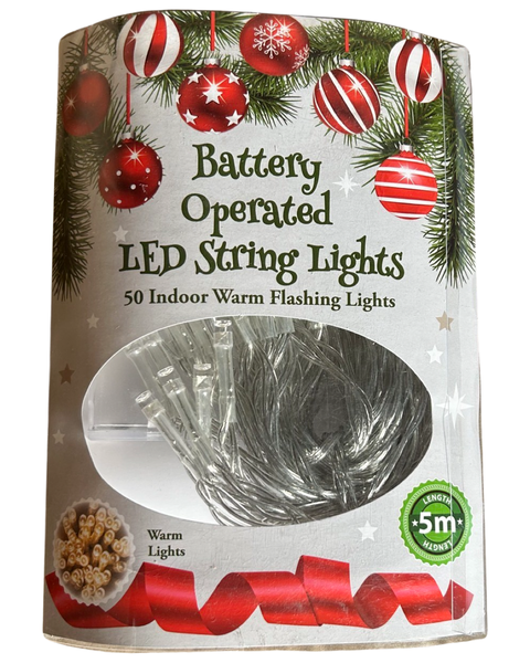 50 Indoor Warm Flashing LED String Lights - Battery Operated