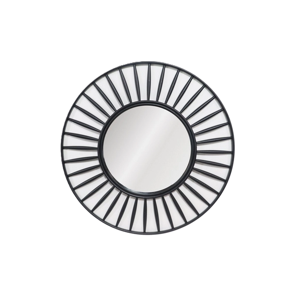 Kitro Black Round Sunburst Mirror, 56cm