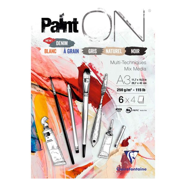Clairefontaine Paint'ON Assorted Colours Paper Pad, A3