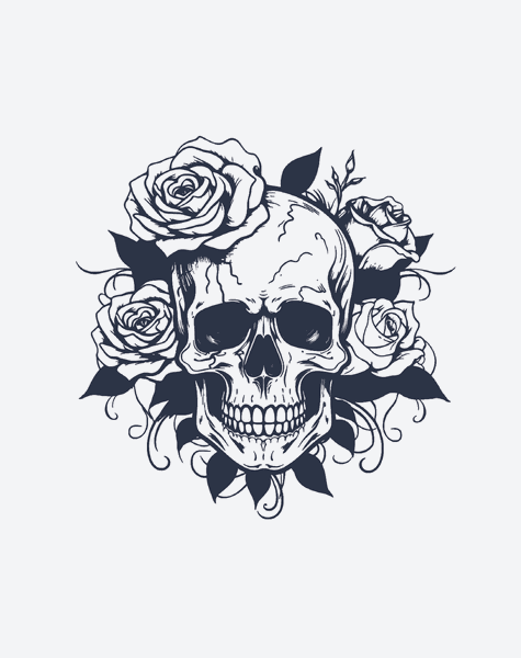 EZINK Skull &amp; Roses Temporary Tattoo | Lasts 1-2 Weeks
