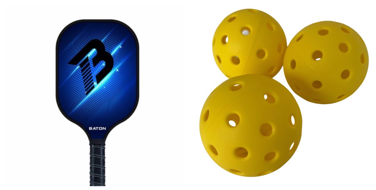 Pickleball Bat and Three 40 Hole Outdoor Balls Shop Today. Get it Tomorrow!