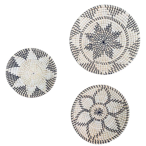 3 Piece Hand Woven Bamboo Seagrass Wall Decor Basket