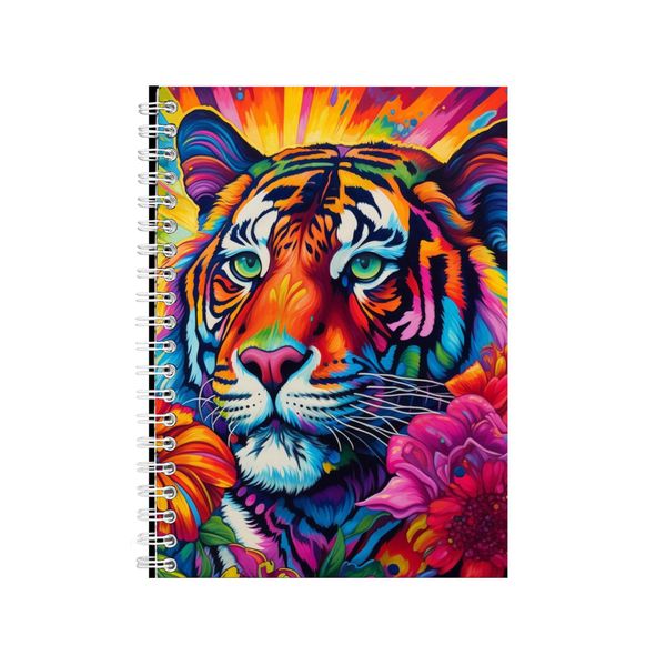 Tiger Sun Glow Flowers Neon Notebook Gift Idea Notepad Pad 76