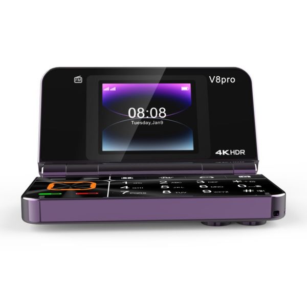 V8pro Dual-Screen Foldable Flip Feature Phone 2G Senior Phone
