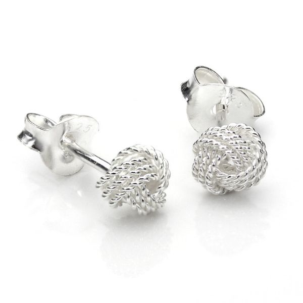 Jewellery Box - Sterling Silver Beaded Knot Stud Earrings