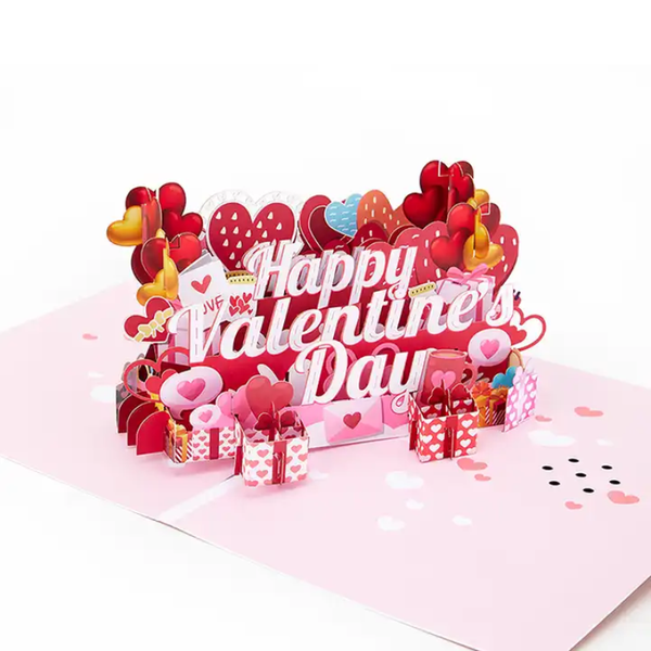 Colourful Happy Valentine's Day Pop up 3D Card with Lights, Music, Envelope