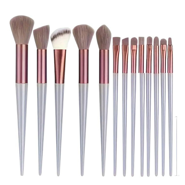 13 Piece Makeup Brush Set Soft Synthetic Bristles Coffee Brown