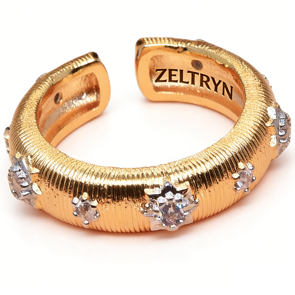 ZELTRYN Women's Diamond-Embellished Carved Ring-One Size Fits All