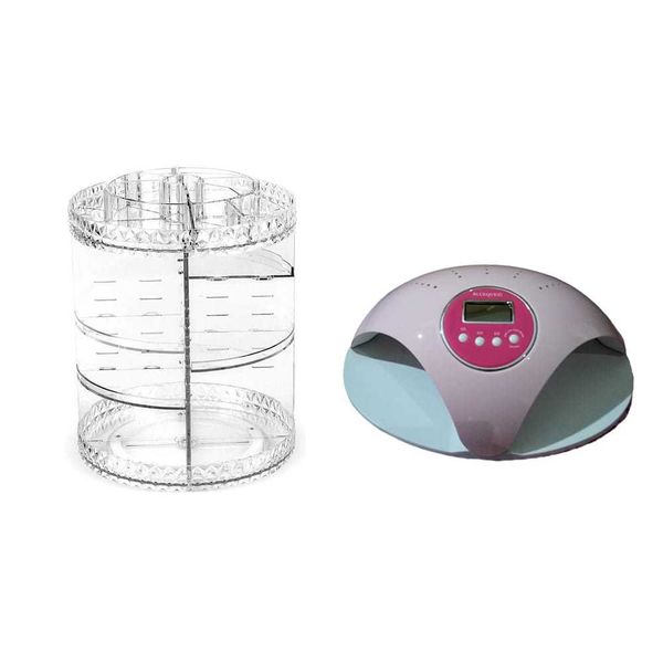 2 in 1 48W UV Nail Lamp And 360 Degree Cosmetic Organizer