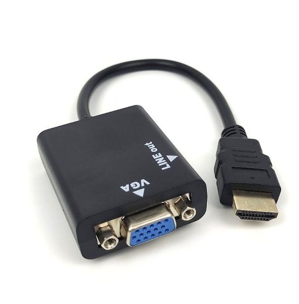 HDMI to VGA Adapter with Audio Q-307 Black Compatible With TV Projector PC