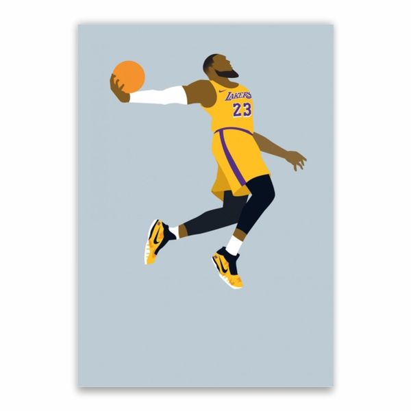 Lebron James Cartoon Slam Dunk Poster - A1