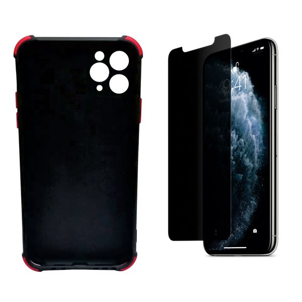 iPhone11ProMax Black Privacy Anti Spy Screen Protector and Back Cover Combo