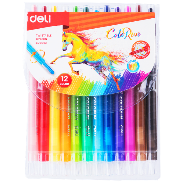 DELI Retractable Wax Crayons - 12 Piece