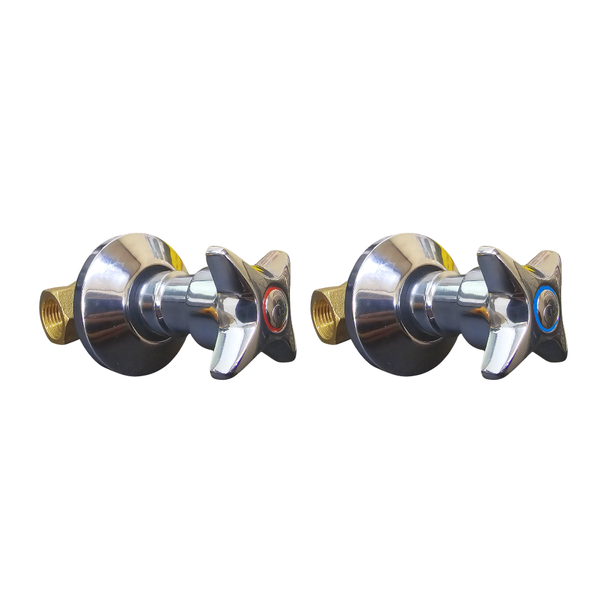 High End 1/2" Brass Angle Stop Valves - Hot and Cold Set