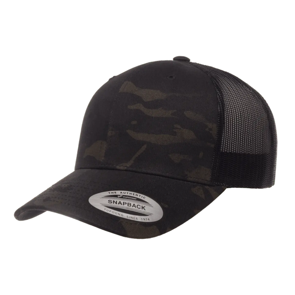 Multicam Black Curved Peak Adjustable Mesh Retro Trucker Cap