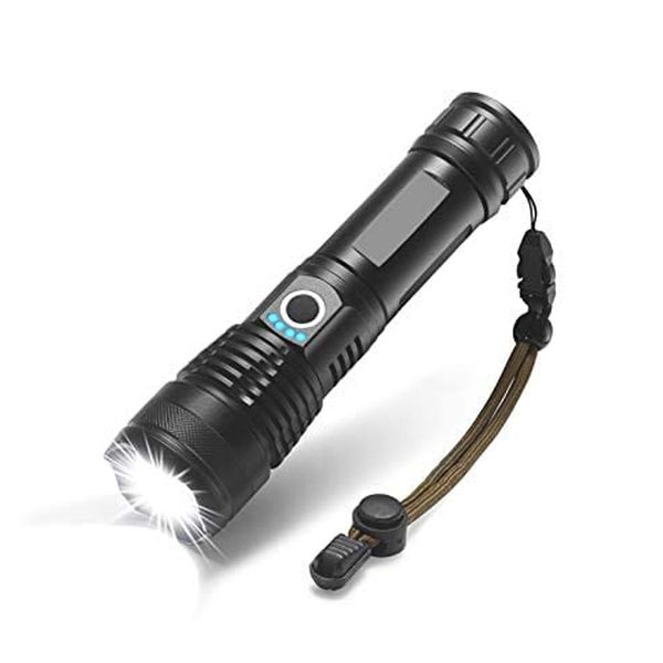 LED Flashlight 90000 lumen Most Powerful Rechargeable Torch - Black