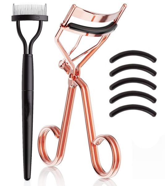 QYNIAL Eyelash Curler With Comb Rose Gold Lash Curler Kit