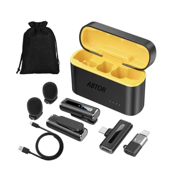 ABTOR Wireless lapel Microphone Set (2 microphones), Black