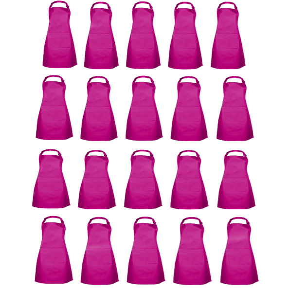 Selphies and Co - Set/Pack of 20 Neck Adjustable Apron (Bib) - Cerise Pink