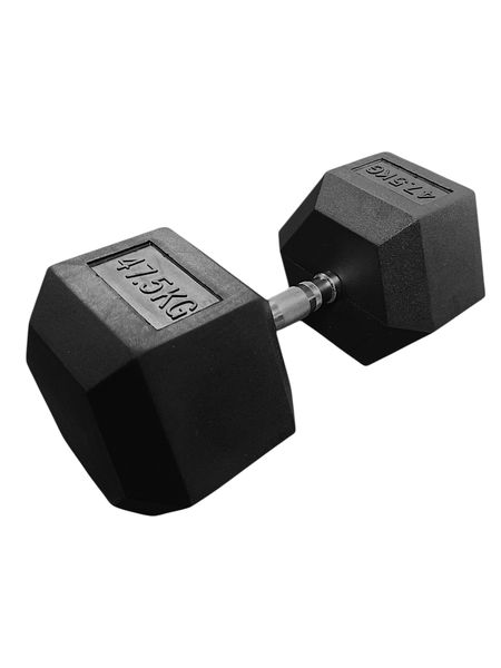 i-Fitness Single 47.5kg Rubber Hexagon Dumbbell