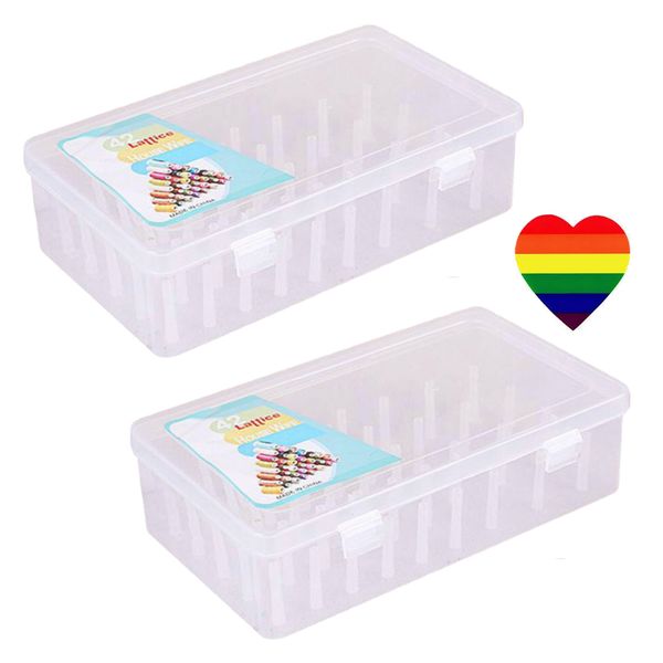 Craft 42 Sewing Spool Capacity Storage Box Set of 2 &amp; Heart Sticker - 24cm