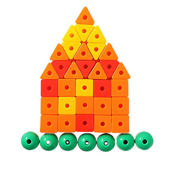 Threading Beads &amp; Strings Different Shapes Stem Toys Blocks