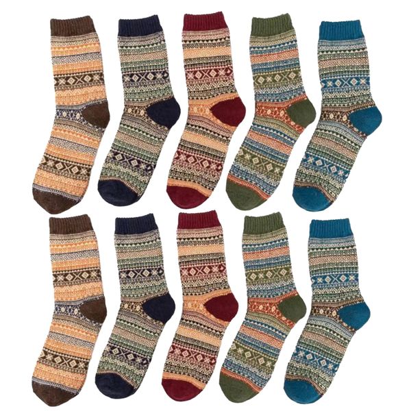 Mens Thermal Winter Crew Socks Thick Warm - Pack of 5
