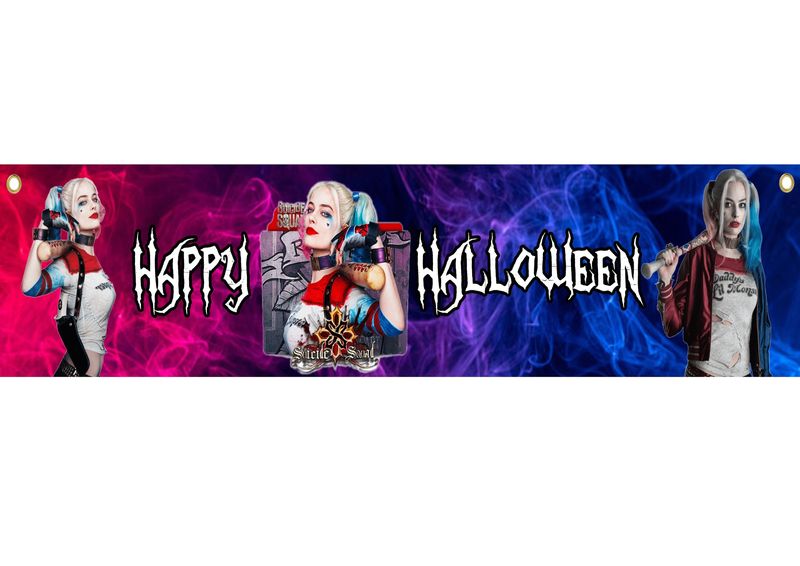 Halloween Banner PVC Harley Quinn