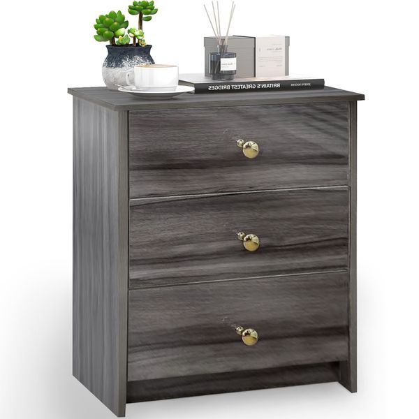 Side Table High Gloss Nightstand Bedside Table Storage Drawer Cabinet