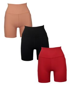 Women's High Waist Yoga Running Short Fitness Athletic Workout Pack of