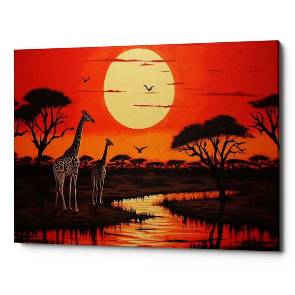 Canvas Art - African Sunset Giraffe Canvas Print Wall Art Decor