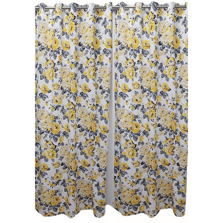 Matoc Readymade Curtain -Floral Yellow Rose -Eyelet -Pack of 2 | Shop ...